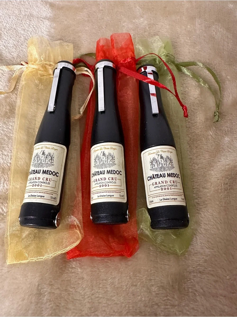 Set of Three Grand Cru Chateau Medoc Wine & Bottle Openers - Black Giftable